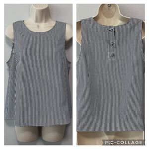 J. Crew Factory Striped Button-Back Shell Top Size S